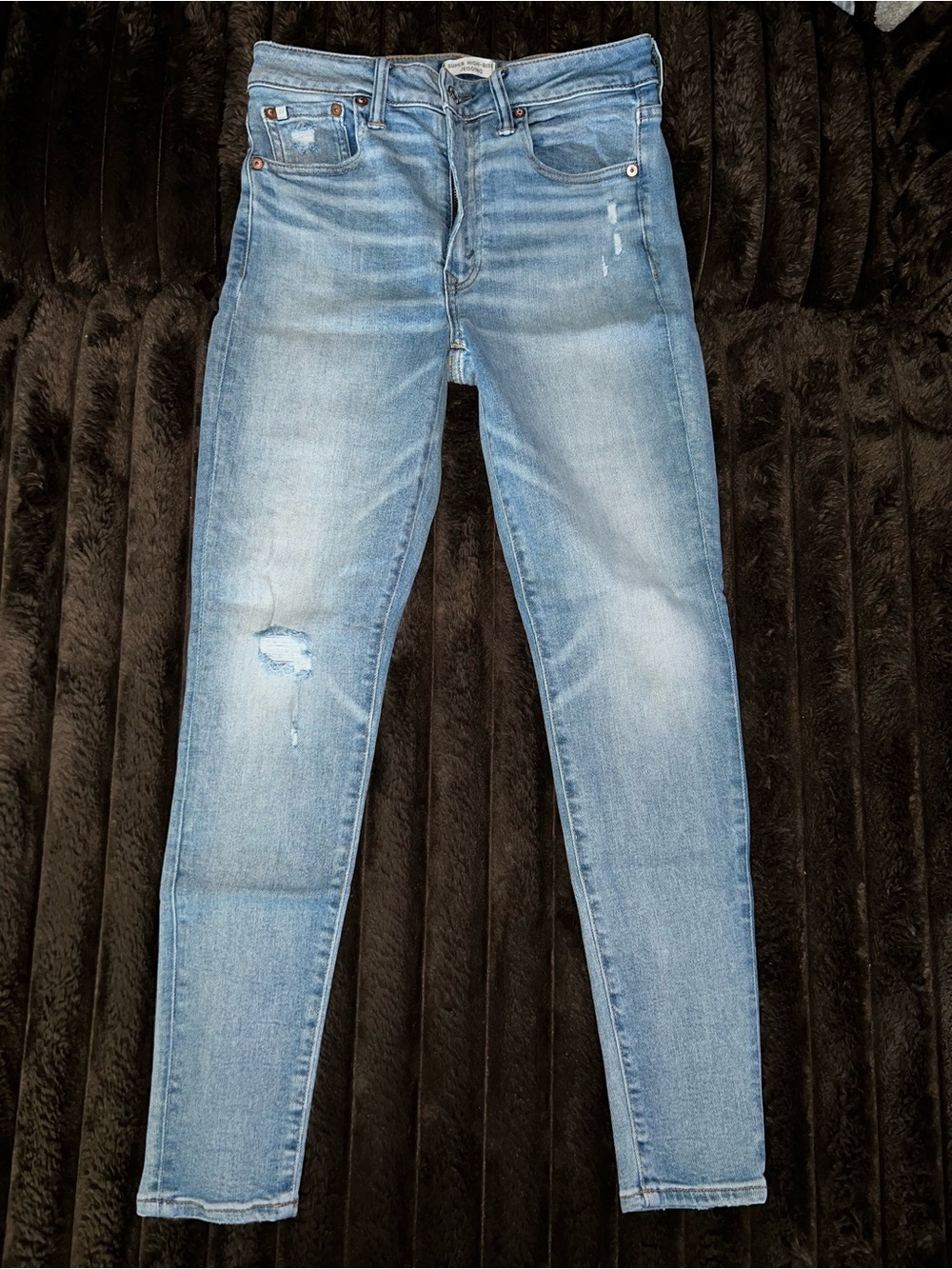 Women’s AE77 Light Blue Distressed Skinny Jeans